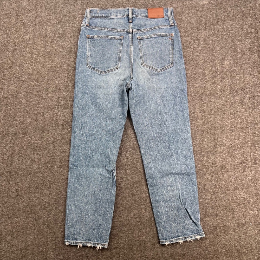 Madewell Classic Straight Jean High Rise Crop Light Wash Raw Hem Womens Size 26 - Picture 6 of 14